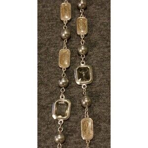 Vintage Faceted Brown And Clear Beaded Silver Tone